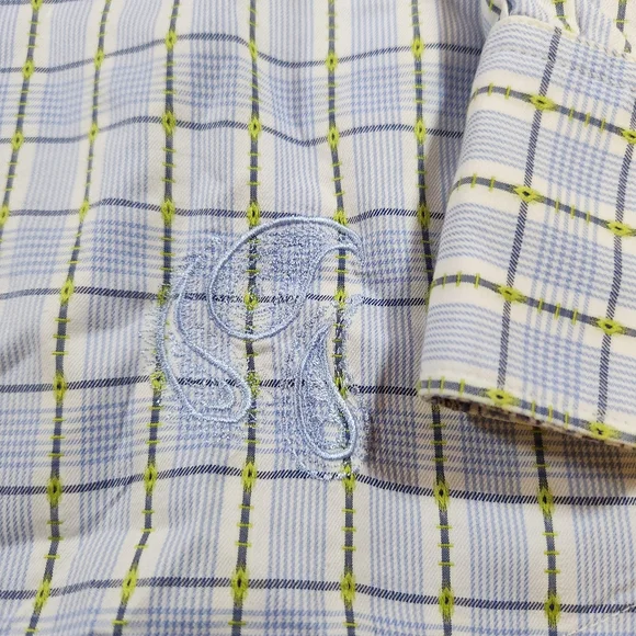 Robert Graham Mens Size 2XL Sport Shirt Checkered Paisley Flip Cuffs Classic Fit - Picture 6 of 13